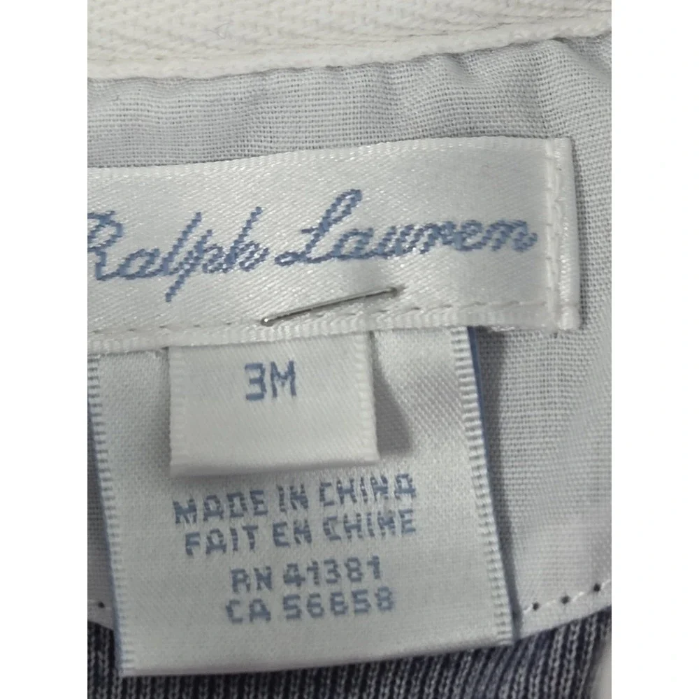Ralph Lauren Baby Boy 3M One Piece Navy Red Velour Rugby Footed Romper Snap Pony